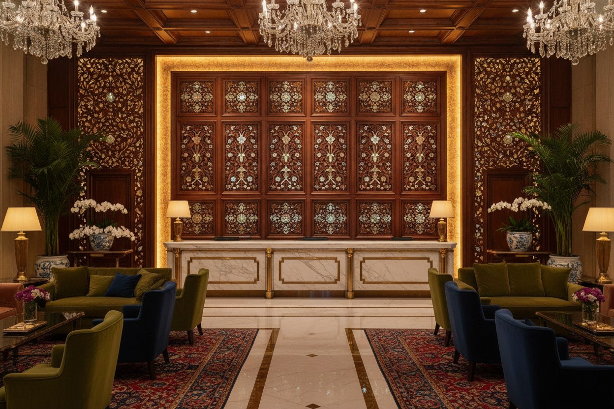 Teslim edilmiş bir otel lobisi panosu